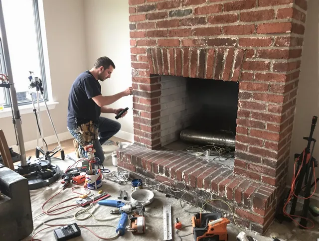 Brookfield Chimney Sweep specialist finalizing chimney liner service in Brookfield, CT