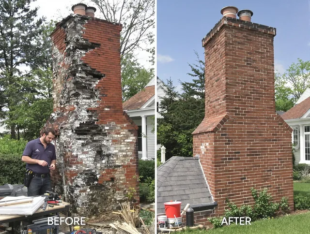Brookfield Chimney Sweep performing a full chimney restoration in Brookfield, CT