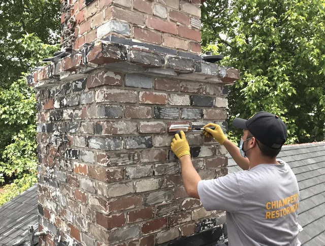 In-progress chimney restoration by Brookfield Chimney Sweep in Brookfield, CT