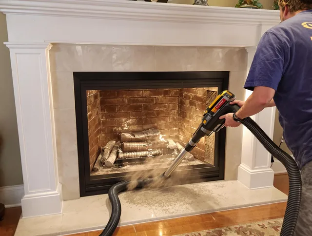 Fireplace cleaning performed by Brookfield Chimney Sweep in Brookfield, CT